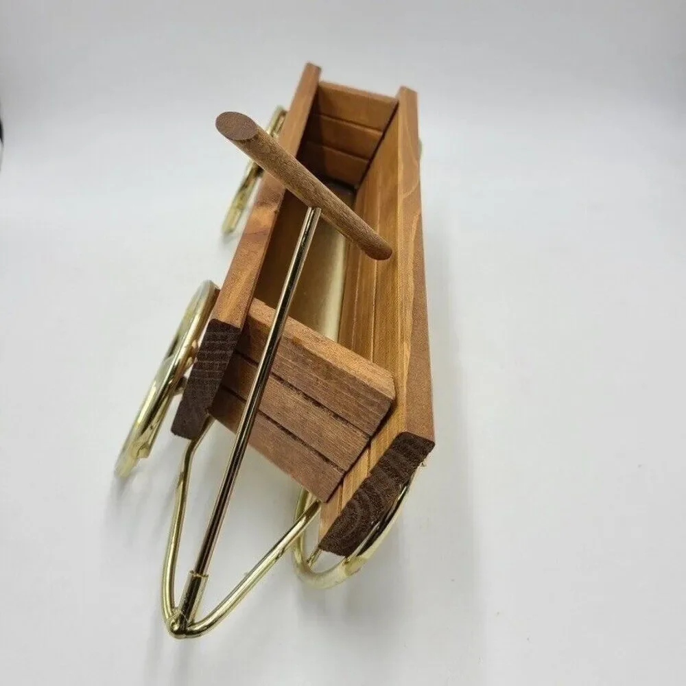 Vintage Homco 1318 Wood Wagon Brass Wheels Wall Hanging Centerpiece New